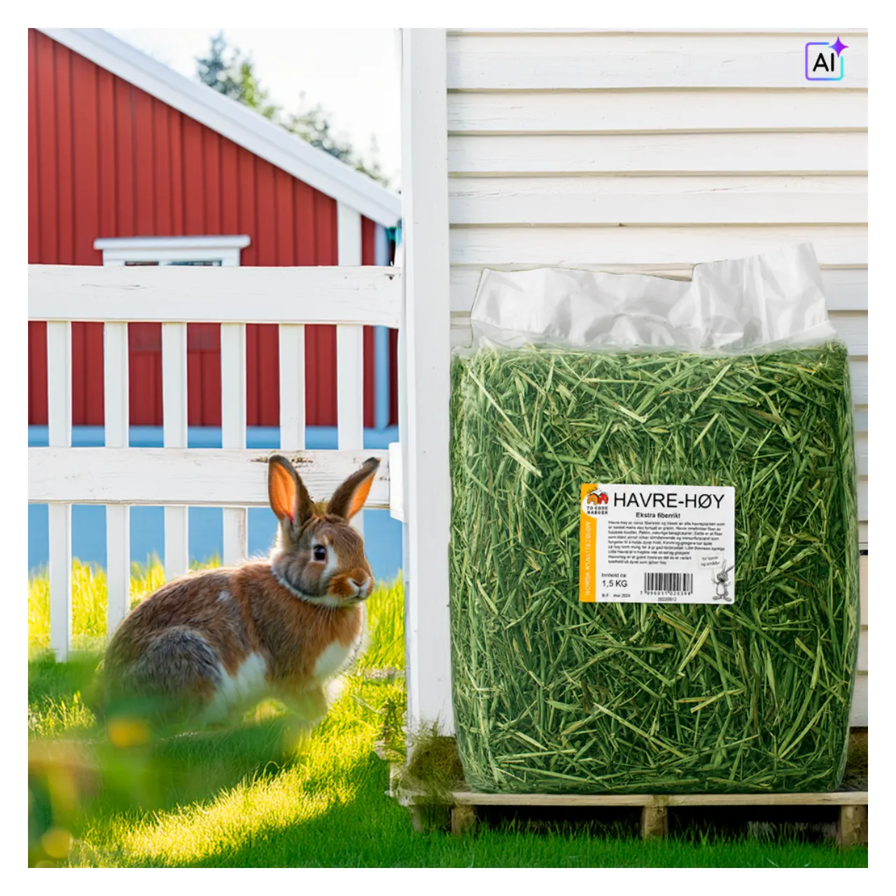 To Gode Naboer norsk havrehø ekstra fiberrigt 1,5 kg